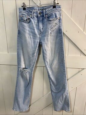 American Eagle Outfitters Light Blue Straight Leg Distressed Jeans